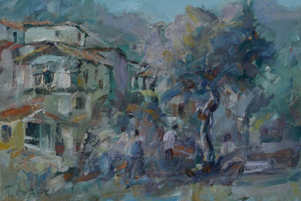 Houses of Lazania painting Paskalis Anastasi