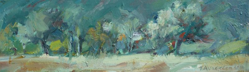 Two-Olive-Trees-behind-my-House painting Paskalis Anastasi Diachroniki Gallery