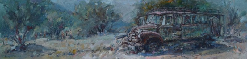 The Old Bus of Dora side view painting Paskalis Anastasi Diachroniki Gallery