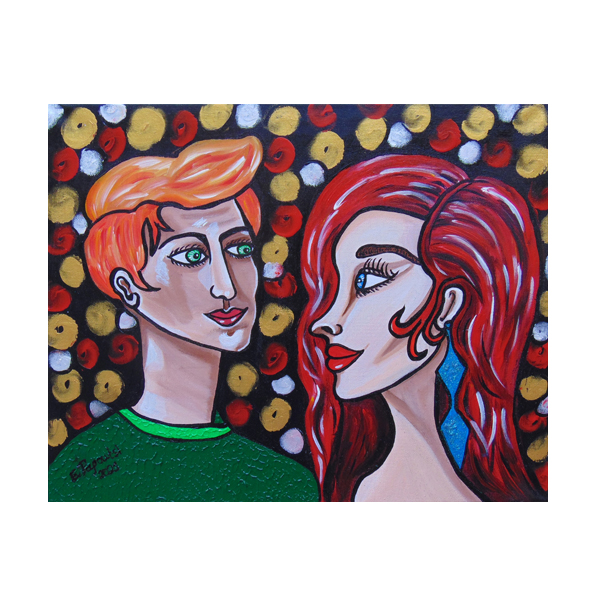 11382 Georgia Papoutsi Young Couple Acrylic on Canvas 40x50cm